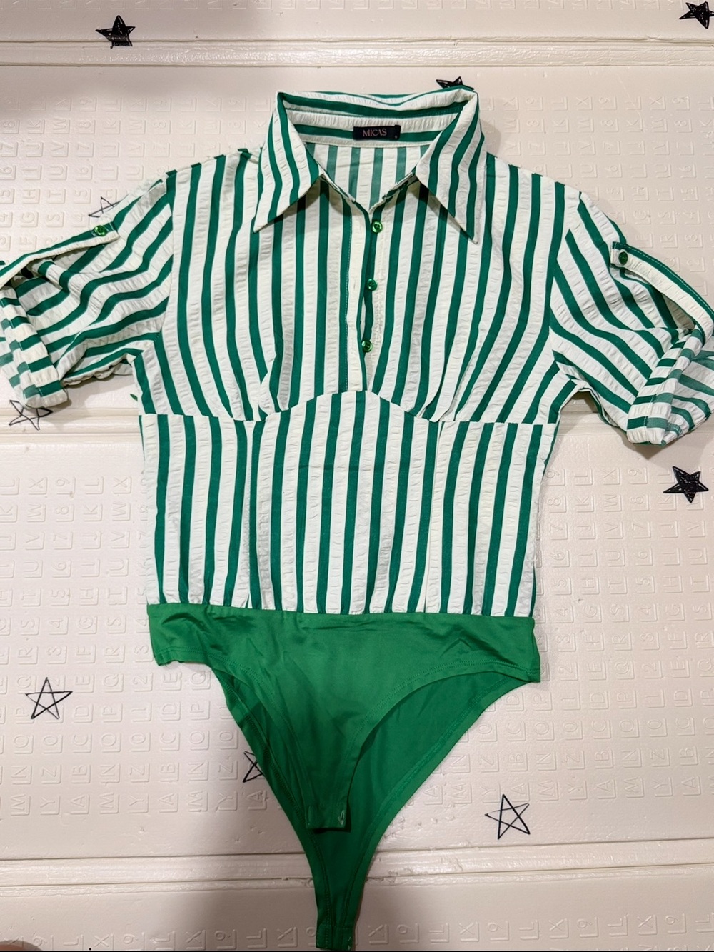 Micas Green and White Striped One-Piece